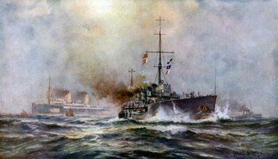 Patrullando los mares - un nuevo crucero ligero de Charles John de after Lacy